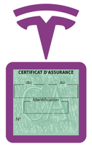 Porte Vignette Assurance Pare Brise Voiture Pour Tesla | Étui Simple Pochette Adhésive Autocollant Sticker Mauve