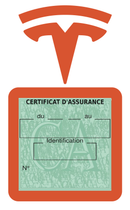 Porte Vignette Assurance Pare Brise Voiture Pour Tesla | Étui Simple Pochette Adhésive Autocollant Sticker Orange