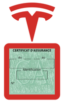 Porte Vignette Assurance Pare Brise Voiture Pour Tesla | Étui Simple Pochette Adhésive Autocollant Sticker Rouge