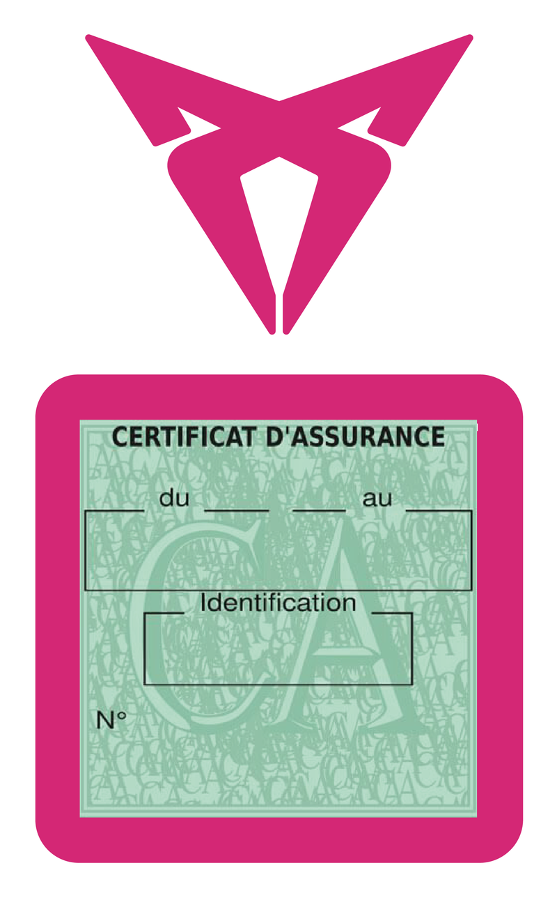 Porte Vignette Assurance Pare Brise Voiture Pour Cupra | Étui Simple Pochette Adhésive Autocollant Sticker Rose