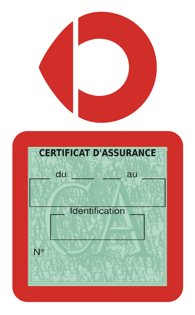 Porte Vignette Assurance Pare Brise Voiture Pour Smart | Étui Simple Pochette Adhésive Autocollant Sticker Rouge