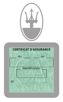 Porte Vignette Assurance Pare Brise Voiture Pour Maserati | Étui Simple Pochette Adhésive Autocollant Sticker Gris