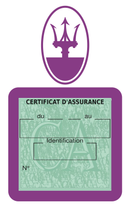 Porte Vignette Assurance Pare Brise Voiture Pour Maserati | Étui Simple Pochette Adhésive Autocollant Sticker Mauve