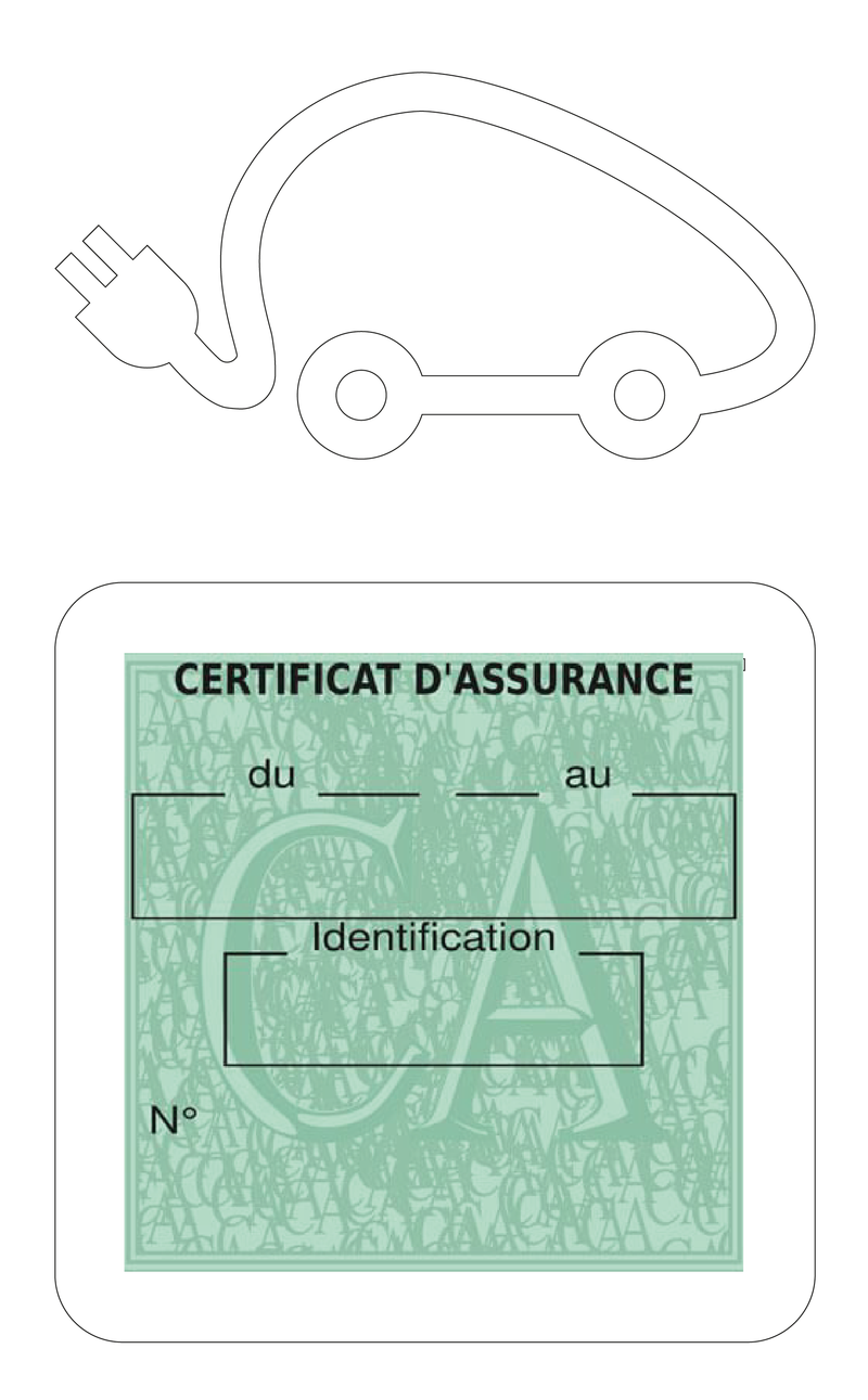 Porte Vignette Assurance Pare Brise Voiture Electrique | Étui Simple Pochette Adhésive Autocollant Sticker Blanc