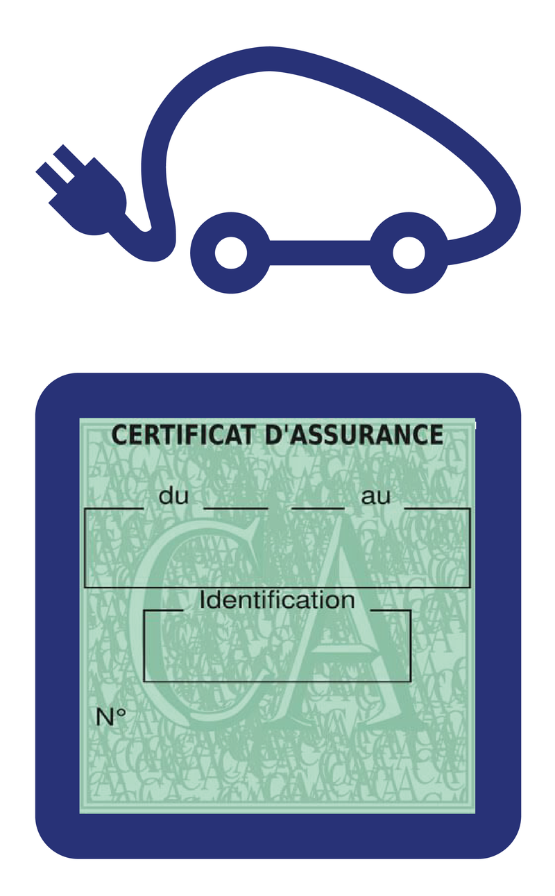 Porte Vignette Assurance Pare Brise Voiture Electrique | Étui Simple Pochette Adhésive Autocollant Sticker Bleu