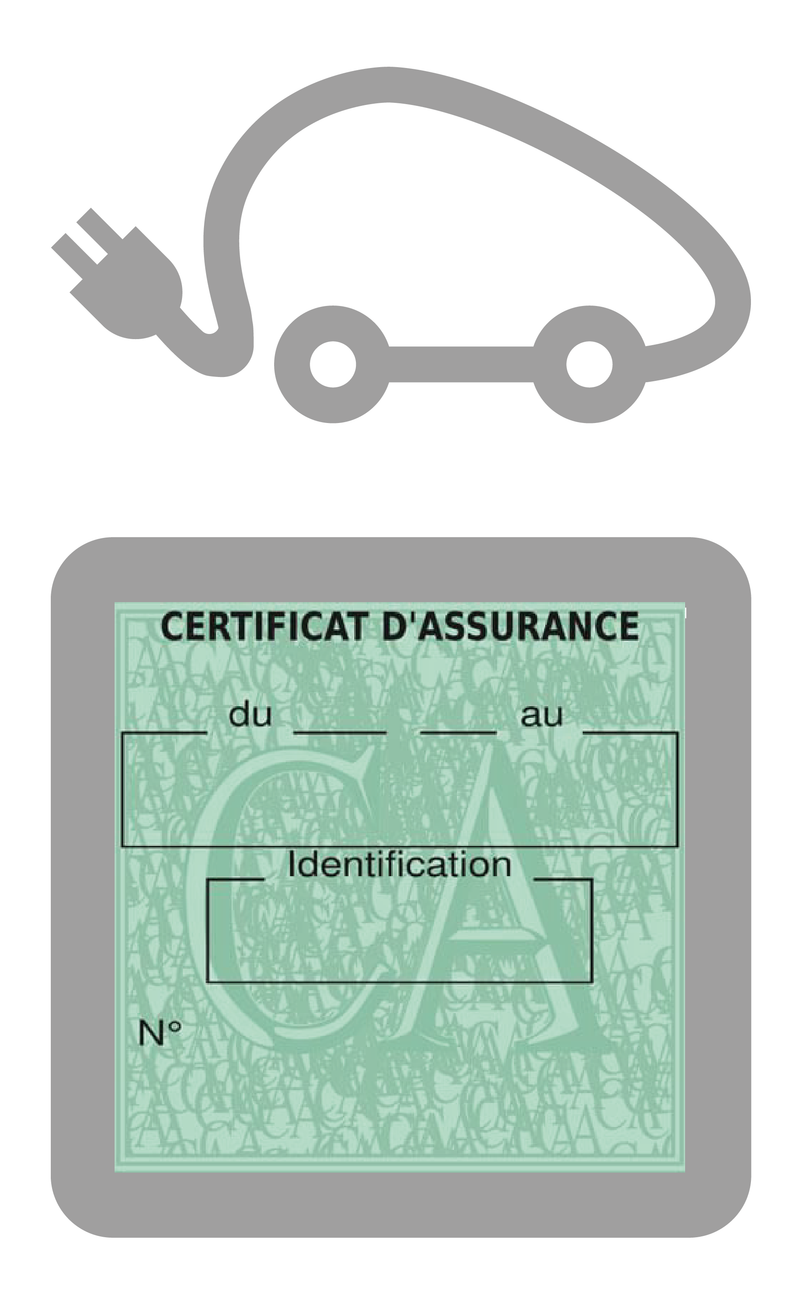 Porte Vignette Assurance Pare Brise Voiture Electrique | Étui Simple Pochette Adhésive Autocollant Sticker Gris
