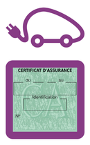 Porte Vignette Assurance Pare Brise Voiture Electrique | Étui Simple Pochette Adhésive Autocollant Sticker Mauve