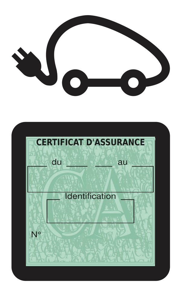Porte Vignette Assurance Pare Brise Voiture Electrique | Étui Simple Pochette Adhésive Autocollant Sticker Noir