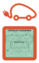 Porte Vignette Assurance Pare Brise Voiture Electrique | Étui Simple Pochette Adhésive Autocollant Sticker Orange
