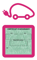 Porte Vignette Assurance Pare Brise Voiture Electrique | Étui Simple Pochette Adhésive Autocollant Sticker Rose