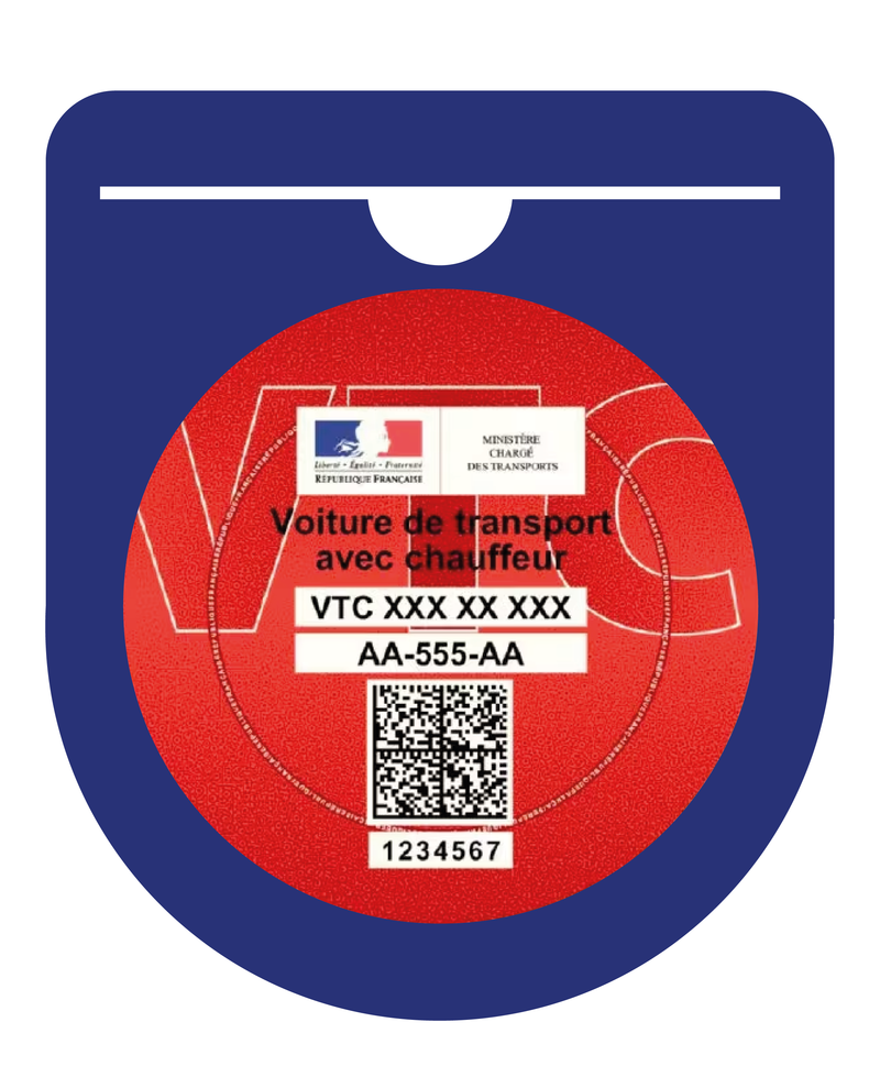 Porte Vignette Macaron VTC Pare Brise | Étui Pochette Adhésive Autocollant Sticker Bleu