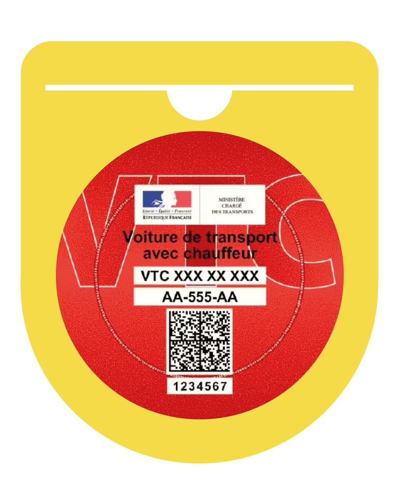 Porte Vignette Macaron VTC Pare Brise | Étui Pochette Adhésive Autocollant Sticker Jaune