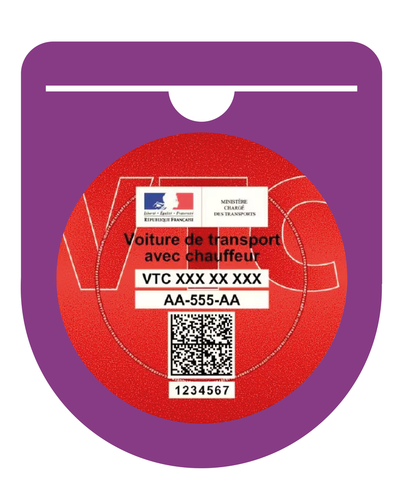 Porte Vignette Macaron VTC Pare Brise | Étui Pochette Adhésive Autocollant Sticker Mauve