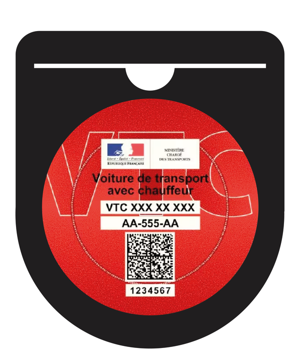 Porte Vignette Macaron VTC Pare Brise | Étui Pochette Adhésive Autocollant Sticker Noir