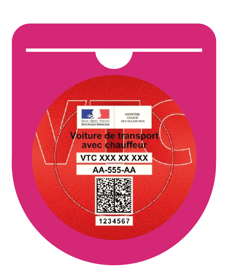 Porte Vignette Macaron VTC Pare Brise | Étui Pochette Adhésive Autocollant Sticker Rose