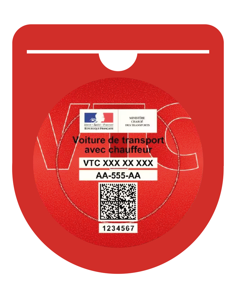 Porte Vignette Macaron VTC Pare Brise | Étui Pochette Adhésive Autocollant Sticker Rouge