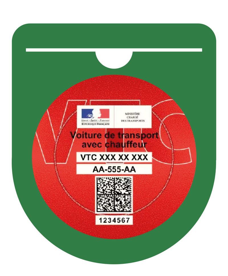 Porte Vignette Macaron VTC Pare Brise | Étui Pochette Adhésive Autocollant Sticker Vert